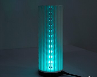 Slatted Cylinder LED Desktop Light | 3D Printed Modern Table Lamp | USB Ambient Mood Light | Geometric Desk Decor | Bedroom Night Light