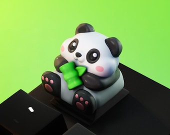 Cute Panda Keycap | Artisan Keycap | Cute Kawaii Fun Keycap | Gift for Gamers | Pink Mechanical Keyboard | Cute Keyboard Charms