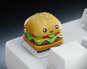 Cute Burger Keycap | Artisan Keycap | Gaming Keycap | Food Keycap | Mechanical Keyboard | Keyboard Charm | Cherry MX Compatible | Food Charm