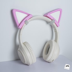 Accessorio per cuffie a forma di orecchie di gatto rosa / Accessorio per cuffie stampato in 3D / Simpatico complemento d'arredo per la scrivania / Regalo per gamer e streamer / Compatibile con la maggior parte delle fasce per capelli
