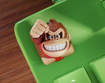 Gorilla Smash Keycap | Arcade-Inspired Artisan Keycap for Mechanical Keyboard | Cherry Profile Retro Game Anime Style Gift | Resin Keycap