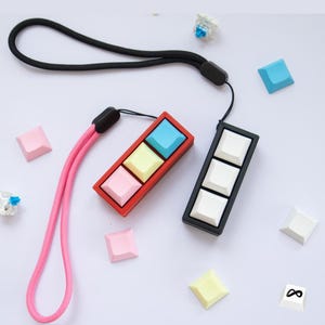 The Clicky Fidget | 3 Key Slots | Mechanical Keyboard Switch | ASMR Toy | Anxiety Clicker | Multi Color | With Free Strap | Stress Toy