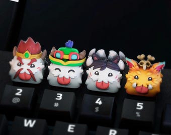 Poro-Inspired Furry Warrior Keycap Set | Artisan Keycap | Custom Keycap | Cute Game Creatures | Mechanical Keyboard | Handpainted | Resin