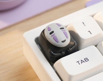 Masked Spirit Artisan Keycap | Resin MX Keycap | Anime-Inspired Ghost Character | Cute Keyboard Decor | Gift for Gamers