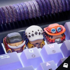 Legendary Captain Trio Keycaps | Artisan Resin Keycaps | Custom Anime Keycap | Gift for Gamers | Gift for Him | Nautical Fantasy Gaming Caps