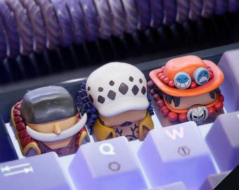 Legendary Captain Trio Keycaps | Artisan Resin Keycaps | Custom Anime Keycap | Gift for Gamers | Gift for Him | Nautical Fantasy Gaming Caps