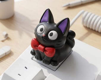 Black Magic Cat Artisan Keycap | Cherry Profile | Cute Anime Inspired Resin Keycap | Mechanical Keyboard Accent | Gift for Cat Lovers