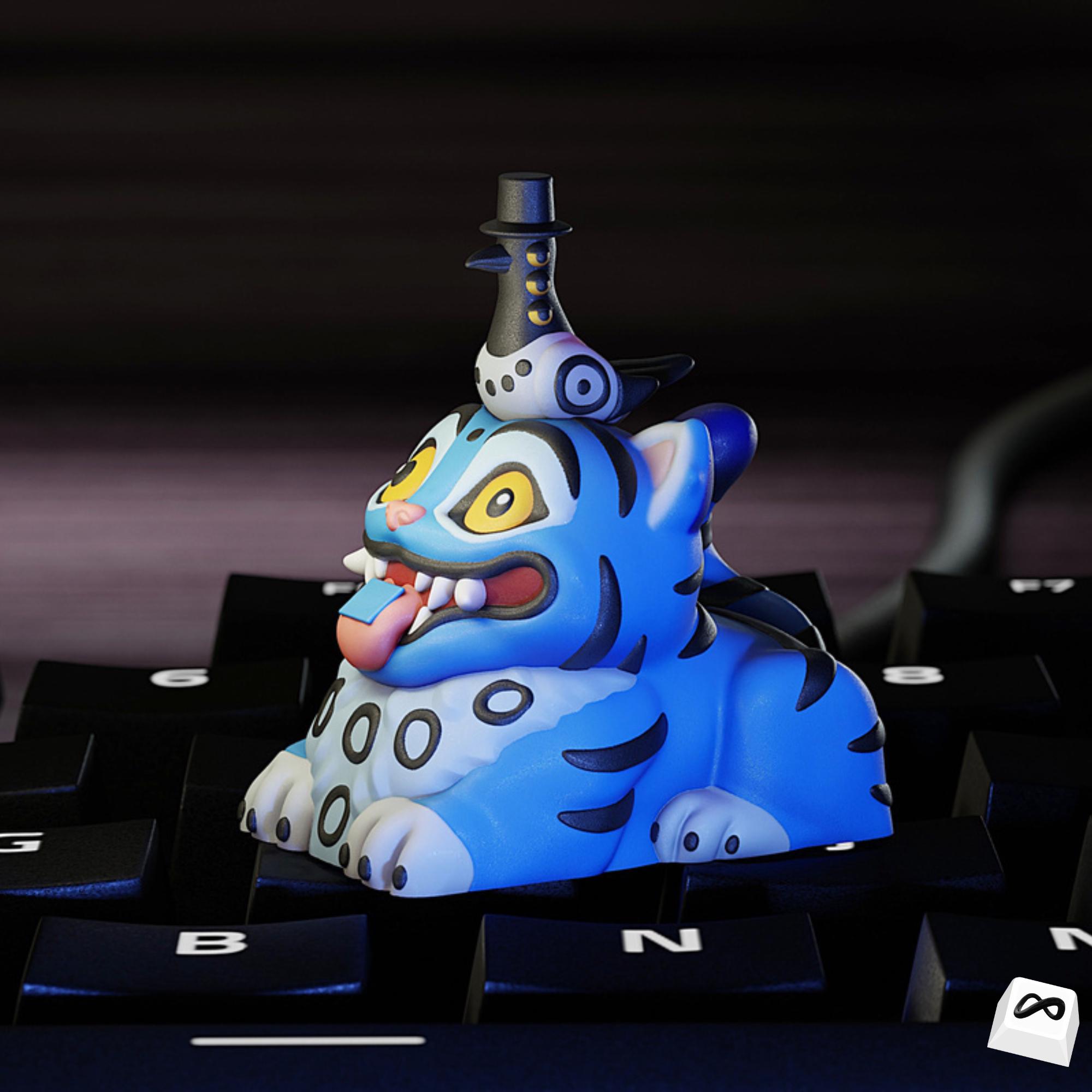 Cute Blue Monster Artisan Keycap – Fantasy Creature TAB Keycap ...