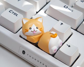 Cute Cat Artisan Keycap | Handmade Resin Keycap | Cherry MX Compatible | Cute Kitty Keyboard Accessory | Gift for Gamers & Cat Lovers