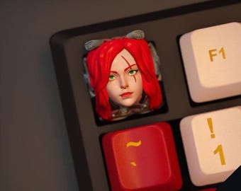 Chaos Blade Assassin | Red Hair Keycap | Dual Dagger Design | Gaming Keycaps | Gift for Gamers | Mechanical Keyboard | Cherry MX Keyboard