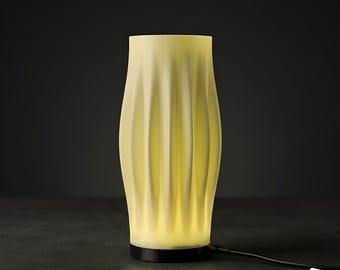 Hourglass Ribbed LED Desktop Light | 3D Printed Modern Table Lamp | USB Ambient Mood Light | Minimalist Desk Decor | Bedroom Night Light