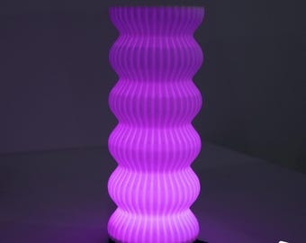 Wavy Vase LED Desktop Light | 3D Printed Wave Table Lamp | RGB Ambient Mood Light | Modern Desk Decor | Bedroom Night Light