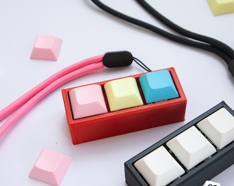 The Clicky Fidget | 3 Key Slots | Mechanical Keyboard Switch | ASMR Toy | Anxiety Clicker | Multi Color | With Free Strap | Stress Toy