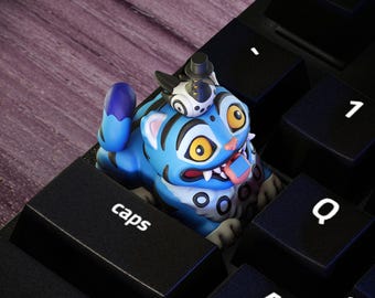 Cute Blue Monster Artisan Keycap – Fantasy Creature TAB Keycap | Handmade Resin Keycap for Mechanical Keyboard | MX Switch