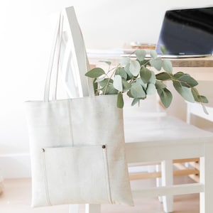Classic White Tote Bag,  Natural Cork Tote Bag, Cork Purse, Cork Handbag, Cork Shopping Bag, Eco-friendly, Vegan Bag