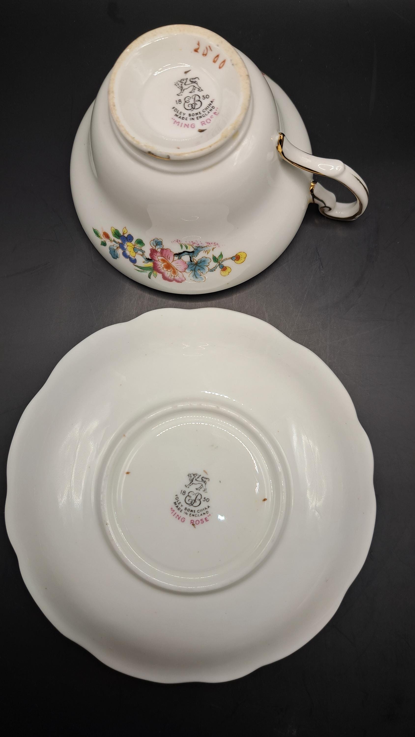 Foley Ming Rose Teacup and Saucer, Bone China Made in England - Etsy