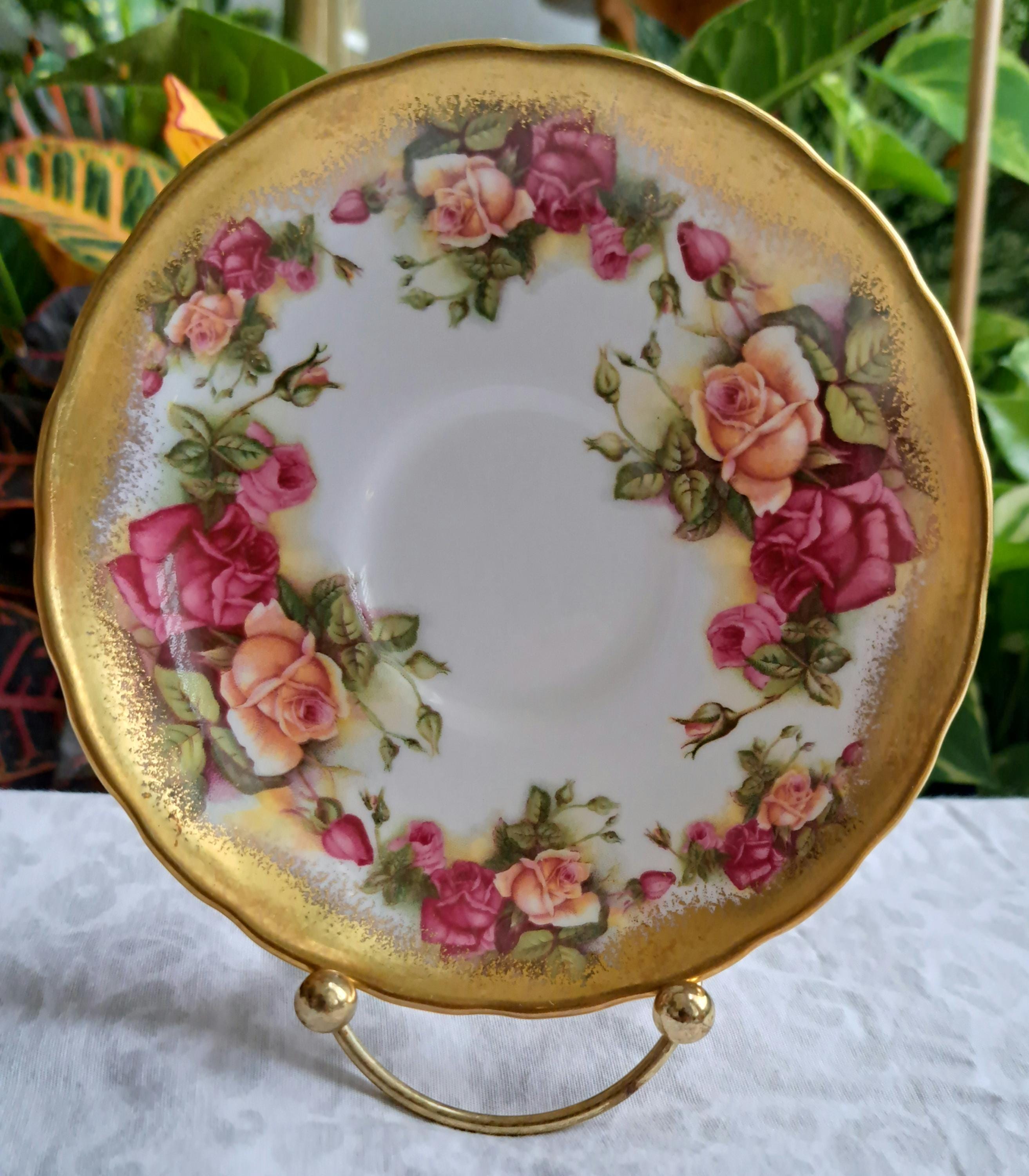 Royal Chelsea Golden Rose Teacup and Saucer , Heavy Gold Trim