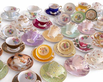 Vintage Tea cups and Saucers Floral China Tea Cups Birthday/Bridesmaid/Baby Shower/Christmas/Wedding/Bridal Gift/Teaparty
