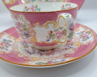 Minton Pink Cockatrice Teacup Saucer and Plate , Made in England