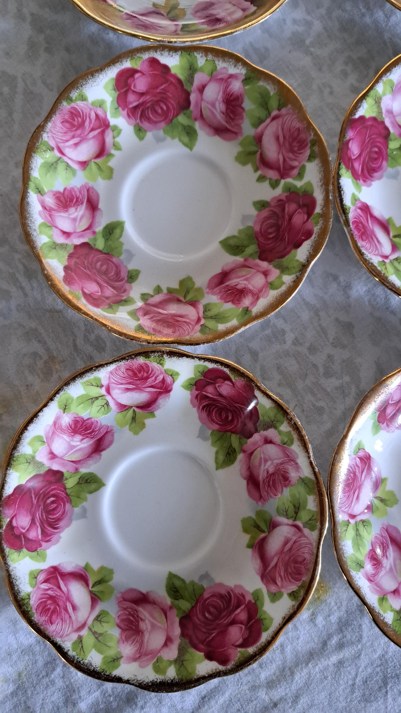 Royal Albert Old English Rose Pattern Saucers, Vintage Bone China Made ...