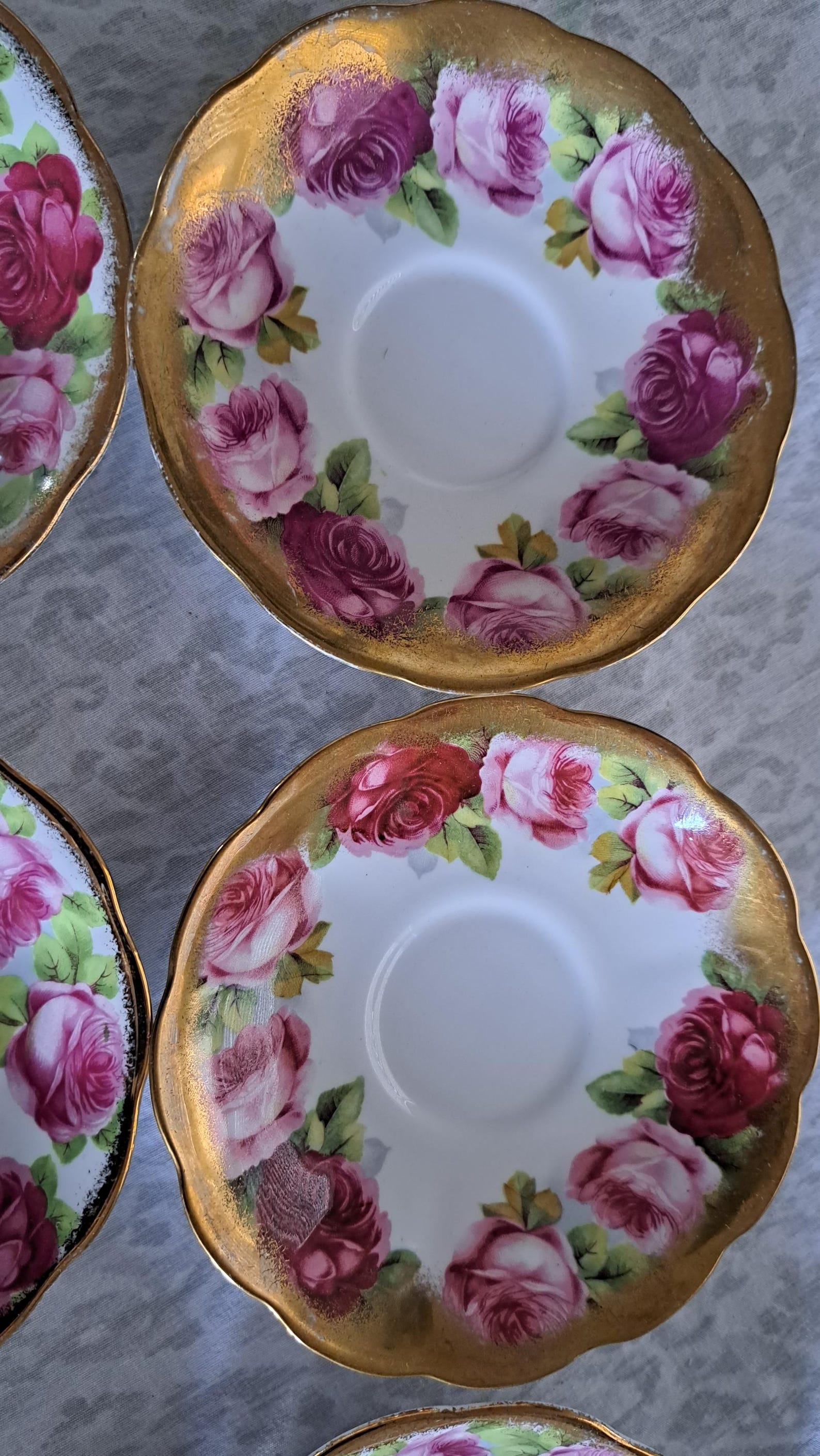 Royal Albert Old English Rose Pattern Saucers, Vintage Bone China Made ...