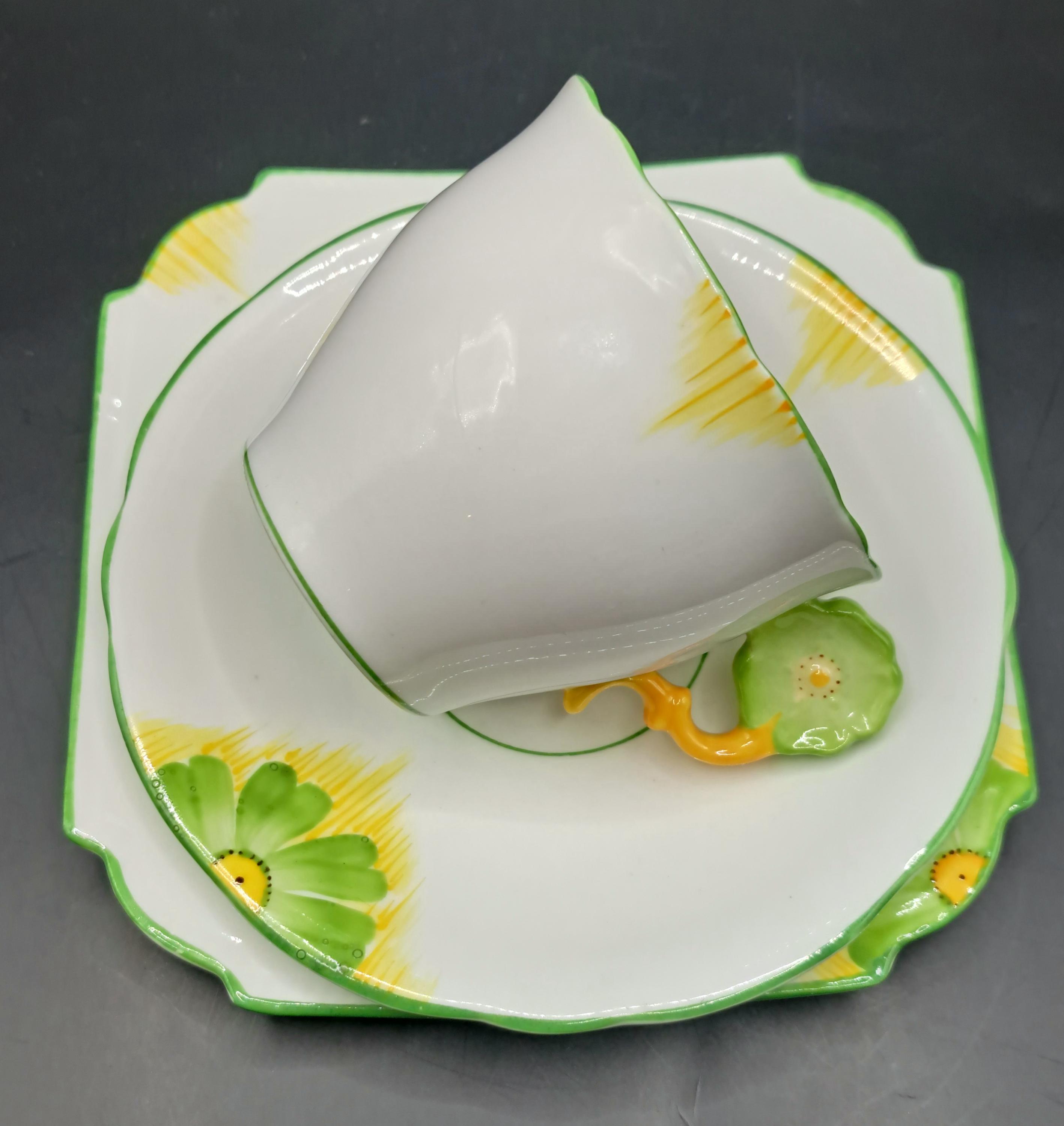 Aynsley Flower Handle Trio - Teacup, Saucer and Plate - Etsy