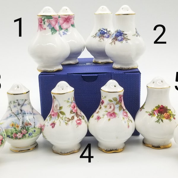 Priced individually- Royal Albert Lydia,Moonlight rose ,Cottage garden, Old country rose, Silver birch salt and pepper shakers