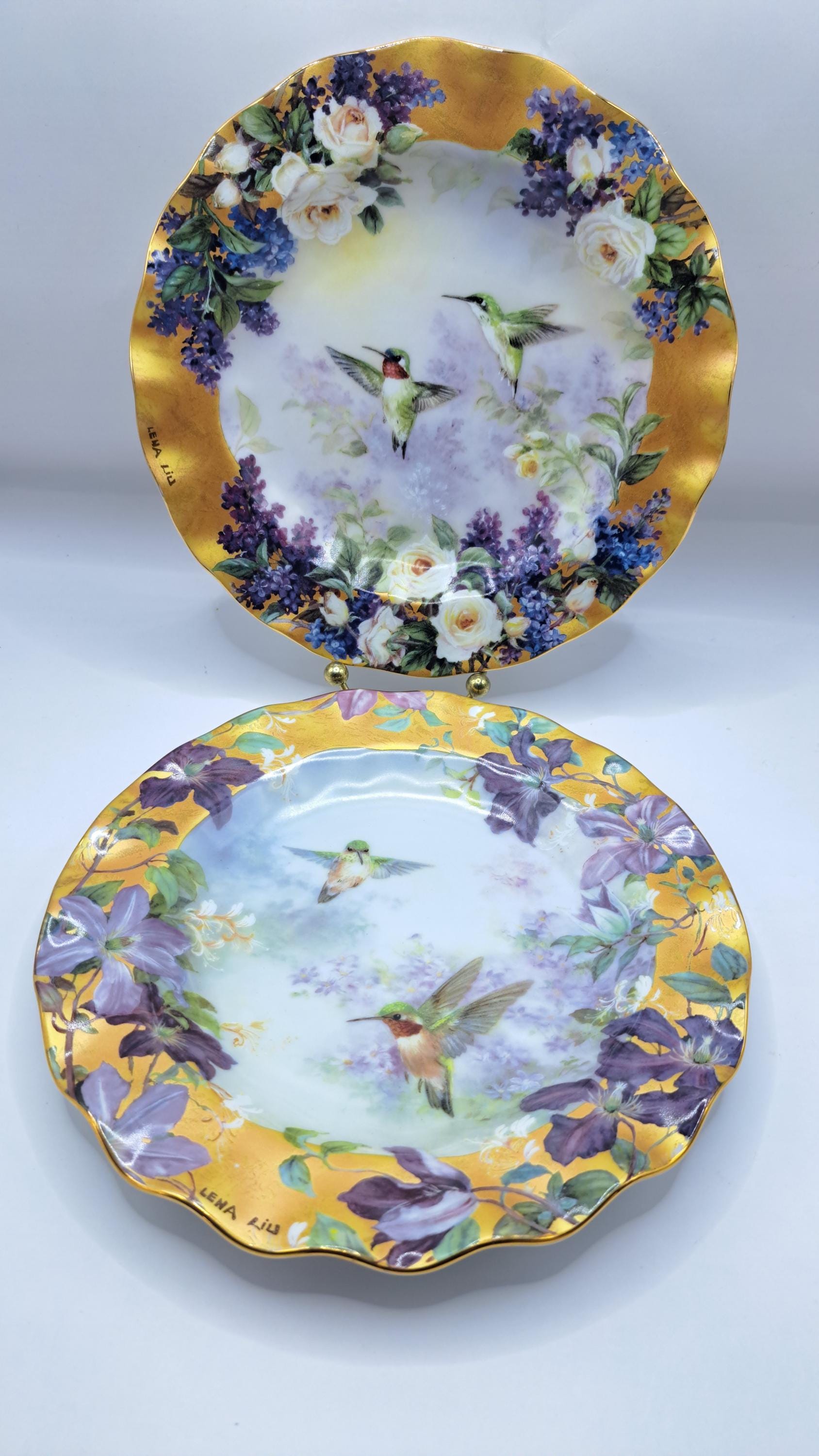 Lena Liu Hummingbird Plate: Ruby Splendor or Crown Jewels - Gold