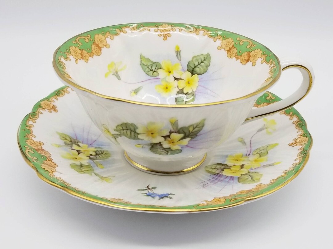 Shelley Oleander Shaped Teacup and Saucer Primrose Pattern Etsy