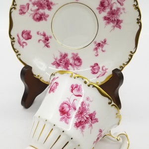 AS IS coalport teacup and saucer with pink roses ,  English bone china