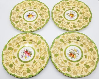 Rare Antique  set of four  Wenham Green Coalport fruit design cabinet plates handpainted Made in England