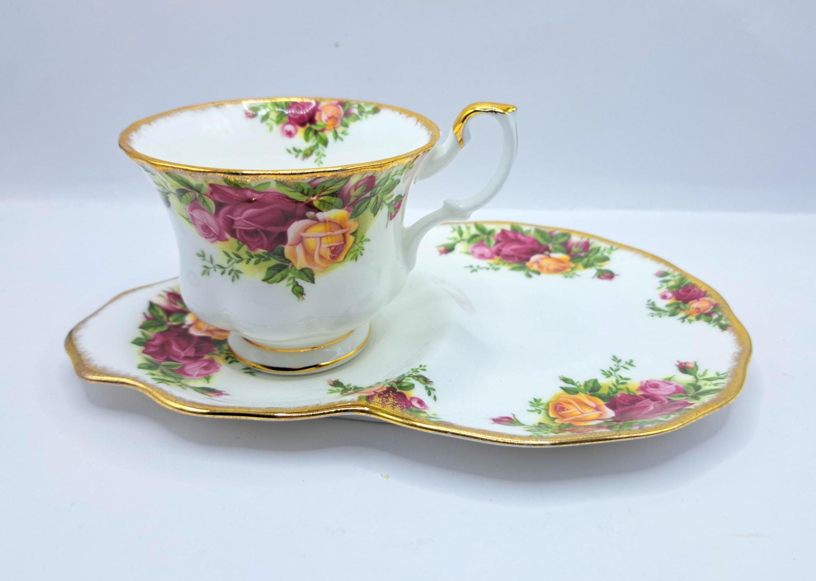 Royal Albert Old Country Roses Tennis Plate and Teacup , Snack