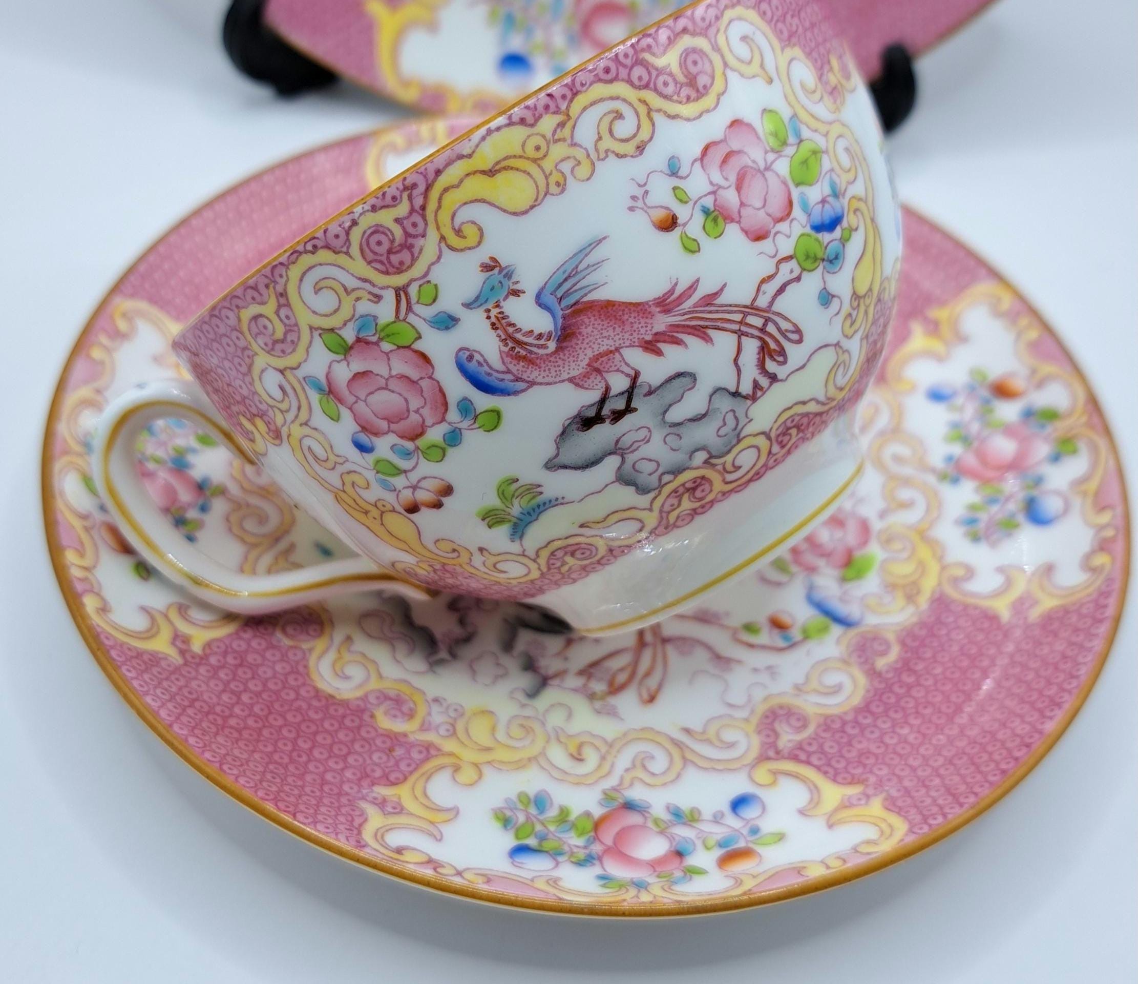 ミントン ピンク コカトリス ティーカップ ソーサー イギリス製 - Etsy