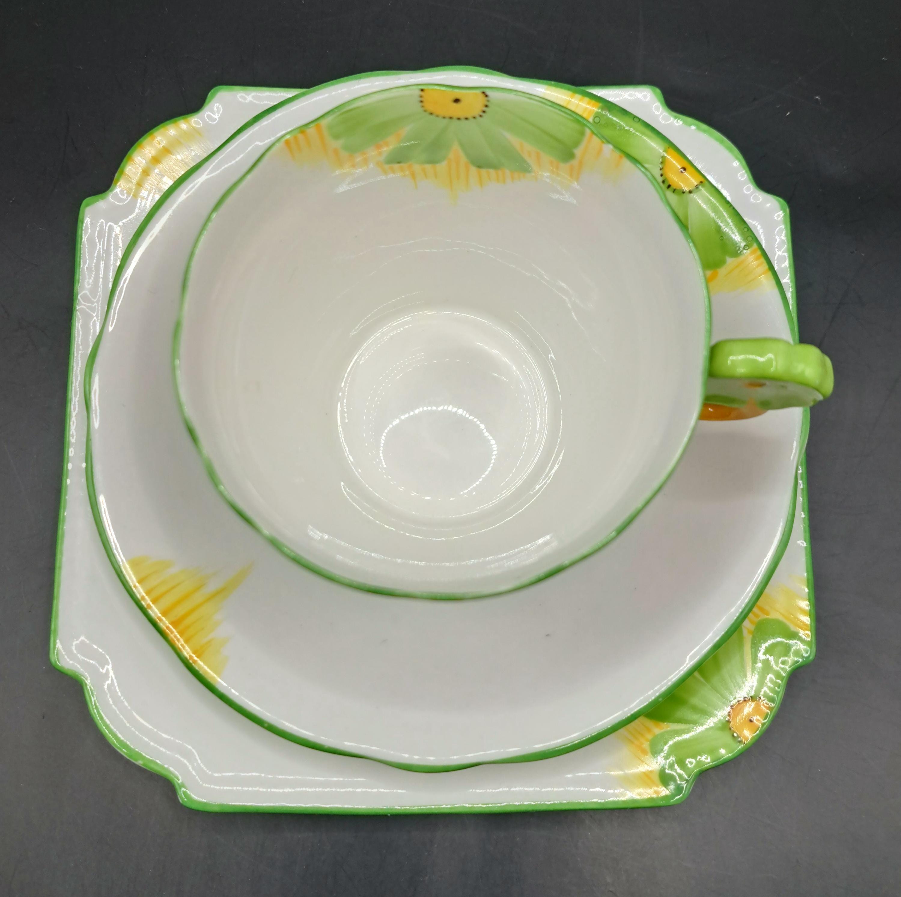 Aynsley Flower Handle Trio - Teacup, Saucer and Plate - Etsy