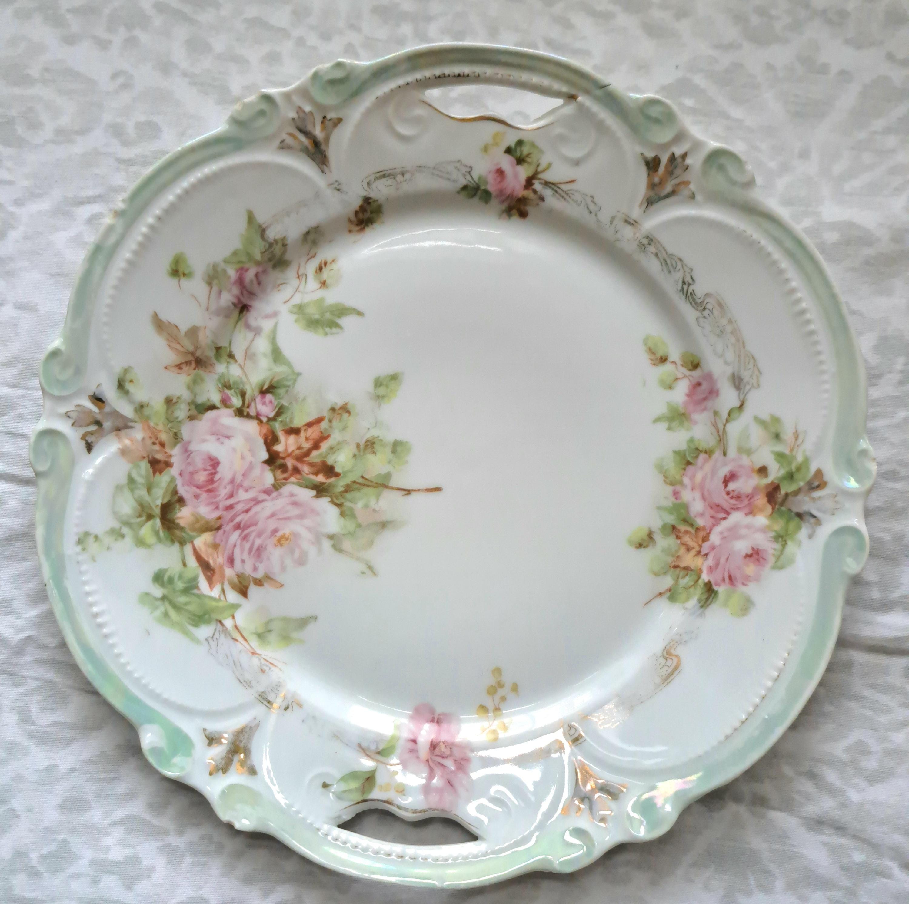 Unmarked 9.25 Inches Old Plate With Roses - Etsy