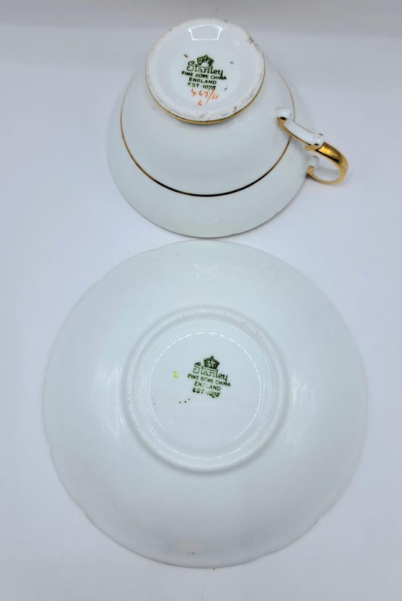 Vintage Stanley Bone China Teacup and Saucer: Yellow Anemone, Made