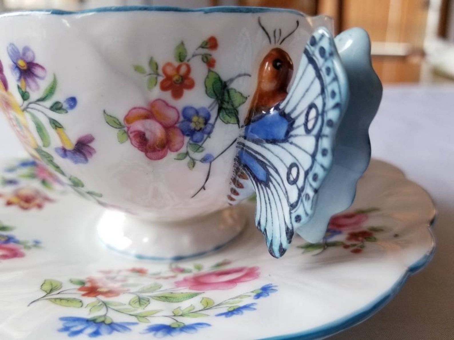 As is aynsley butterfly handle cup and saucer cracks on cup Etsy