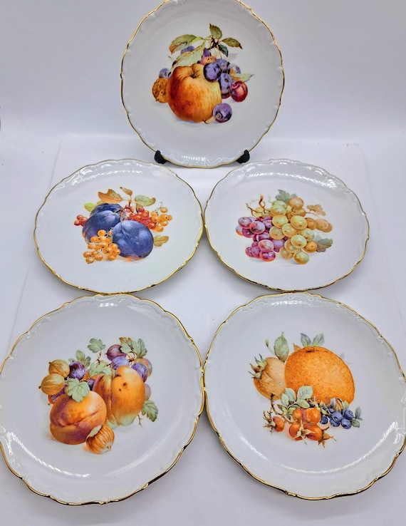 Bavaria Schumann Arzberg Set of 5 Fruit Pattern Plates , Made in