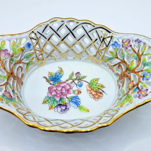 Herend Ungarn Königin Victoria Retikulierter Korb Teller 19 cm