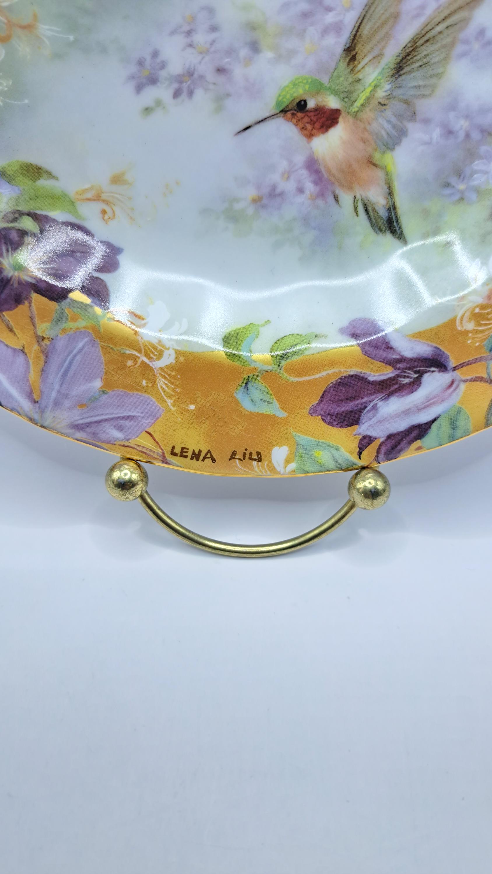 Lena Liu Hummingbird Plate: Ruby Splendor or Crown Jewels - Gold