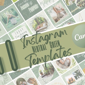 Neutral Green Instagram Post Templates | Canva Template | Instagram Green | IG Templates | Social Media Templates | Bloggers | Influencers