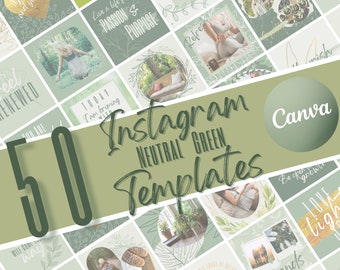 Neutral Green Instagram Post Templates | Canva Template | Instagram Green | IG Templates | Social Media Templates | Bloggers | Influencers