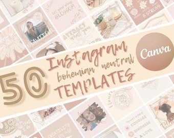 Instagram Post Templates Canva | Canva Templates | Instagram Templates Pink | Bohemian Neutral | Social Media Templates | IG Templates