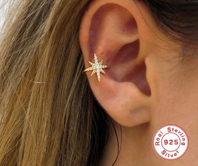 Star ear cuff 925 Sterling Silver Clip on Earrings without Etsy
