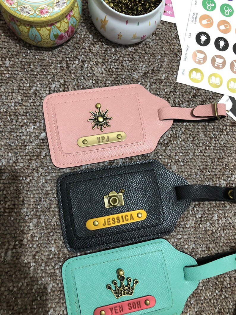 Personalised PU Leather Luggage Tags Wedding Gift Travel Etsy