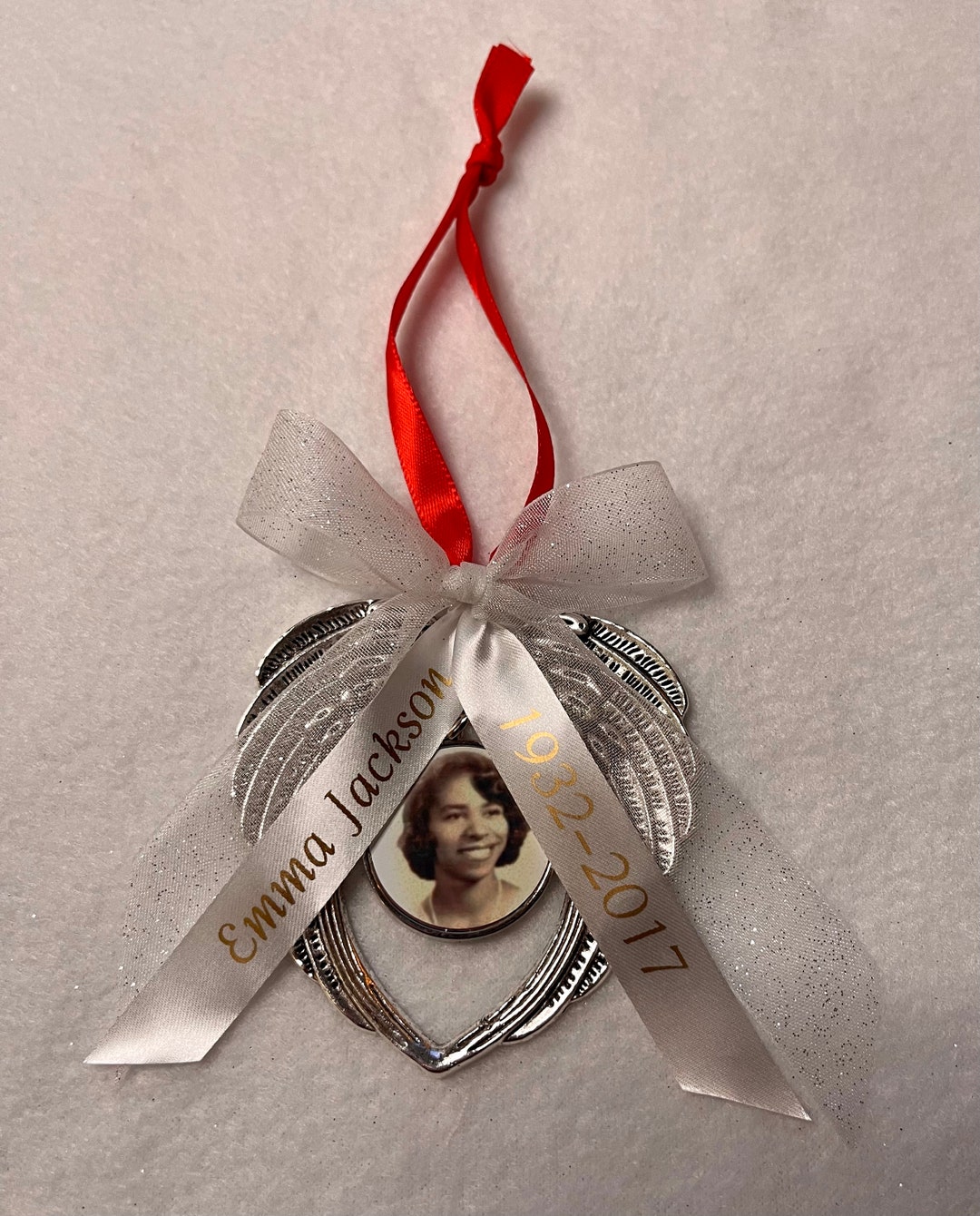 Angel Wing Christmas Ornament, Photo Memorial Ornament, Personalized