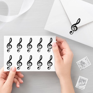 10 décalcomanies Treble Clef, décalcomanies d’enveloppe, sceaux d’anniversaire, décalcomanies de fête, sceaux d’invitation, décalcomanies de planificateur - 30 couleurs différentes disponibles