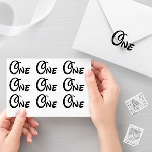 10 One decals, Envelope decals, Birthday seals, Party decals, Invitation Seals, Planner decals - 30 different colors available