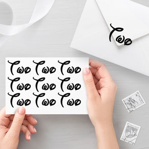 10 Two decals, Envelope decals, Birthday seals, Party decals, Invitation Seals, Planner decals - 30 different colors available