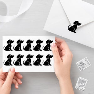 10 Cute Dog decals, Envelope decals, Birthday seals, Party decals, Invitation Seals, decals - 30 different colors available